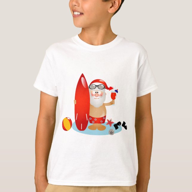 Summer Surfing Santa T-Shirt (Front)