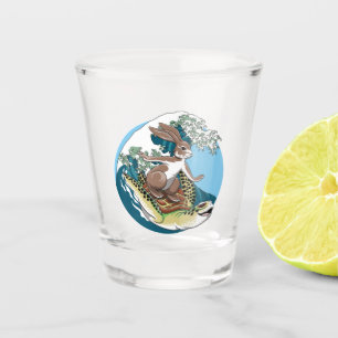 Summer Surfing - Turtle and Rabbit Illustration Shot Glass