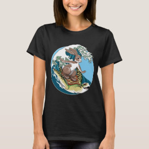 Summer Surfing - Turtle and Rabbit Illustration T-Shirt