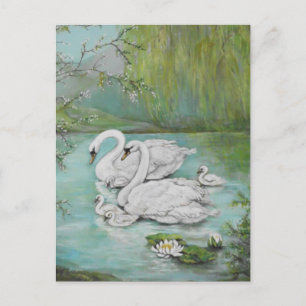 Summer Swans lake landscape Postcard