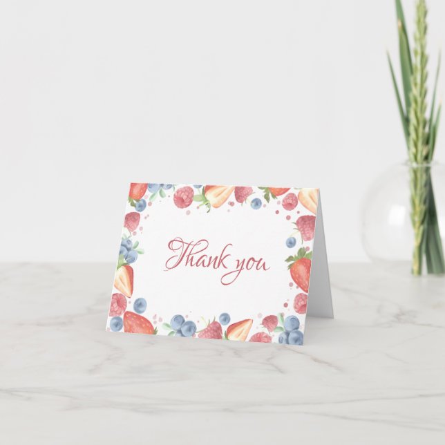 Summer Sweet Berry Birthday  Thank You Card (Front)