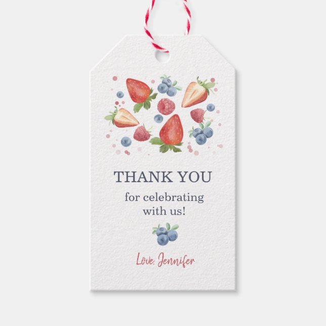 Summer Sweet Berry Birthday Thank You Gift Tag (Front)