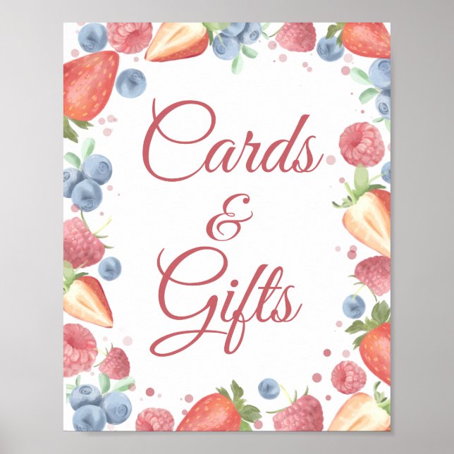 Summer Sweet Berry Cards and Gifts Sign Poster (Front)