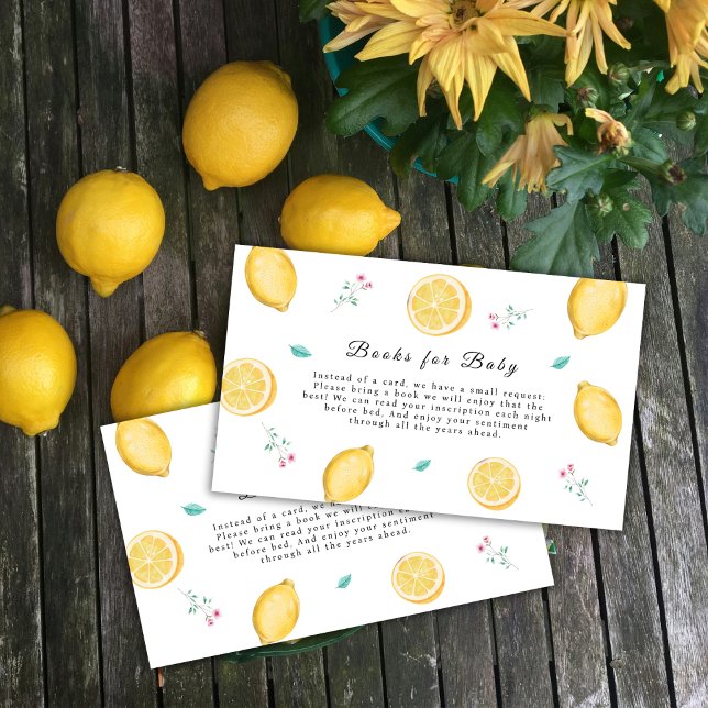 Summer Sweet Lemon Citrus Books For Baby Shower  Enclosure Card (Summer Sweet Lemon Citrus Books For Baby Shower Enclosure Card)