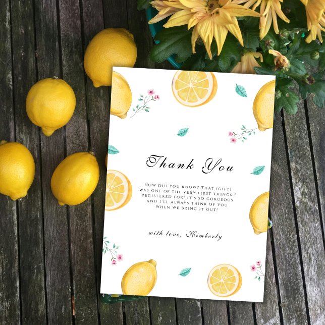Summer Sweet Lemon Citrus Fruit Baby Shower  Thank You Card (Summer Sweet Lemon Citrus Fruit Baby Shower Thank You Card)