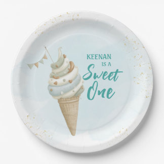 Summer Sweet One Icecream First Birthday  Paper Plate