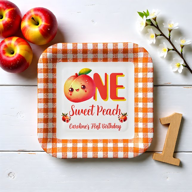 Summer Sweet Peach Birthday  Paper Plate (Creator Uploaded)