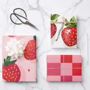 Summer Sweet Strawberry Wrapping Paper Sheet