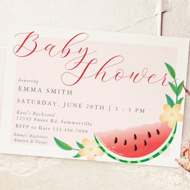 Summer Sweet Watermelon Baby Shower Invitation (Creator Uploaded)