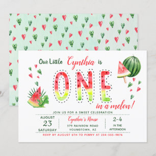 Summer Sweet Watermelon First Birthday Invitation