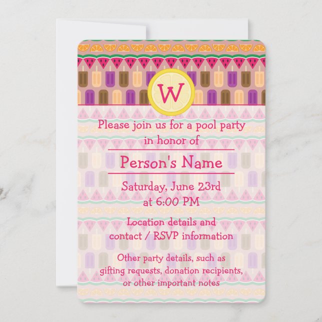 Summer Sweets Party Invitation (Front)
