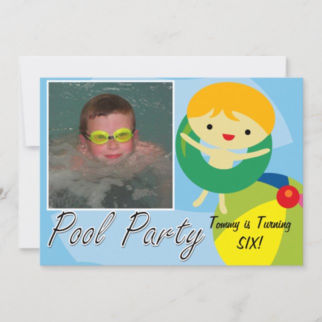 Summer Swimming Beach Pool Party  Birthday Invite (Front)