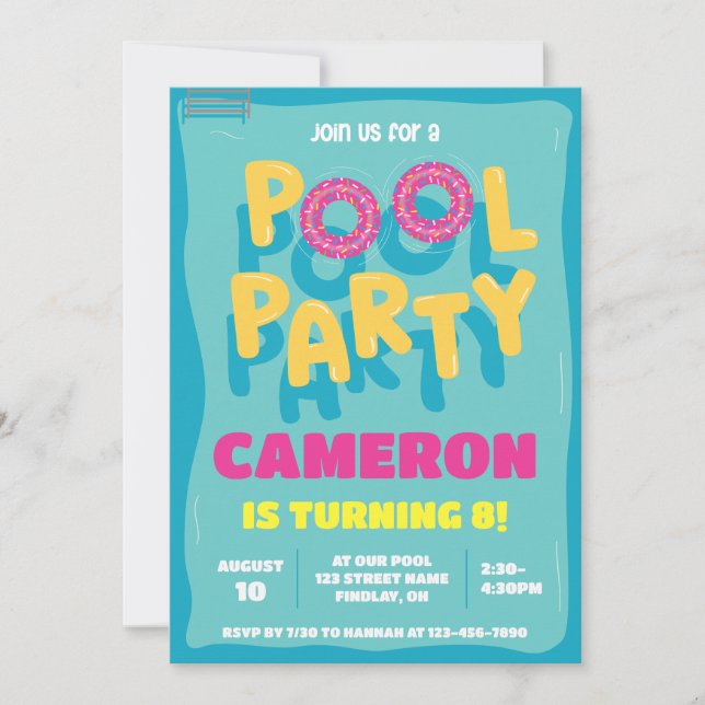 Summer Swimming Pool Party Birthday Any Age Invitation (Front)