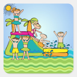 Summer Swimming Pool Party Stickers