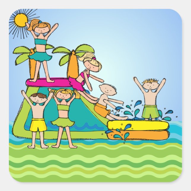Summer Swimming Pool Party Stickers (Front)