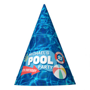 Summer Swimming Pool Party Tropical Birthday Blue  Party Hat