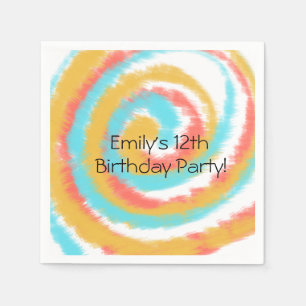 Summer Swirl Tie Dye Abstract Birthday Party Napkin