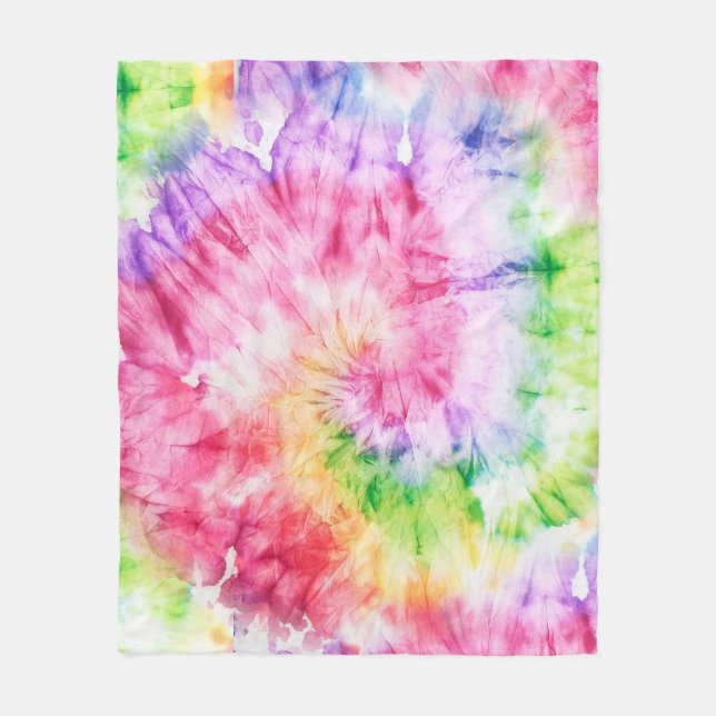 Summer Swirls: Pastel Tie-Dye Pattern Fleece Blanket (Front)