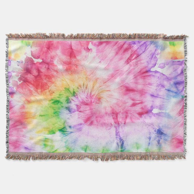 Summer Swirls: Pastel Tie-Dye Pattern Throw Blanket (Front)