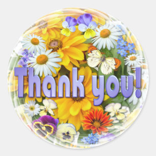 Summer Symphony "Thank You" Classic Round Sticker