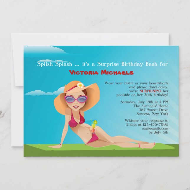 Summer Tan Birthday Party Invitation (Front)