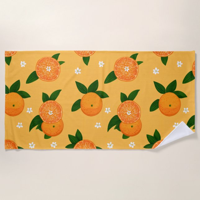 Summer Tangerines Beach Towel (Front)