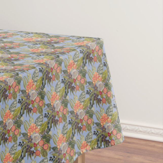 Summer Tapestry Flowers on Sky Blue Tablecloth (In Situ)