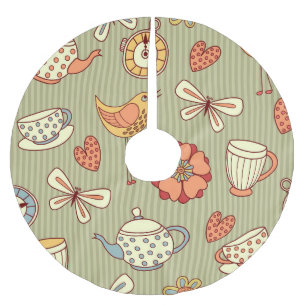 Summer Tea Party: Seamless Pattern Brushed Polyester Tree Skirt