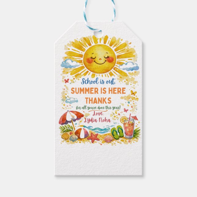 Summer Teacher Appreciation Gift Tags | Cute (Front)