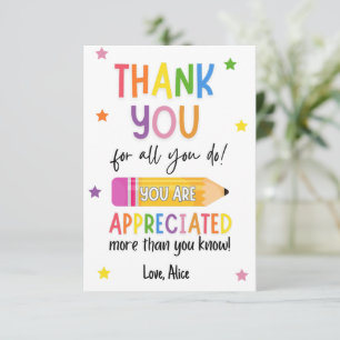 Summer Teacher Appreciation Thank you Card