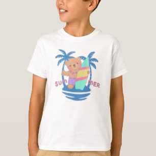Summer Teddy Bear Surfer in Hawaii T-Shirt