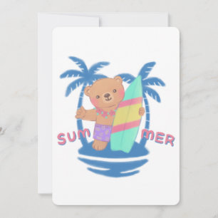 Summer Teddy Bear Surfer in Hawaii Thank You Card