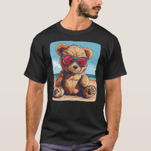 Summer Teddy Bear with sunglasses and beach for Va T-Shirt