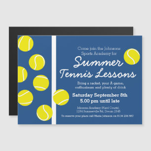 Summer tennis lessons blue & white court magnetic invitation