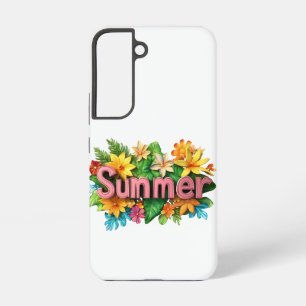 Summer Text - Colorful Summer Flowers Illustration Samsung Galaxy Case