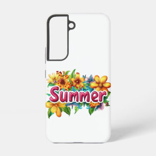 Summer Text - Colorful Summer Flowers Illustration Samsung Galaxy Case