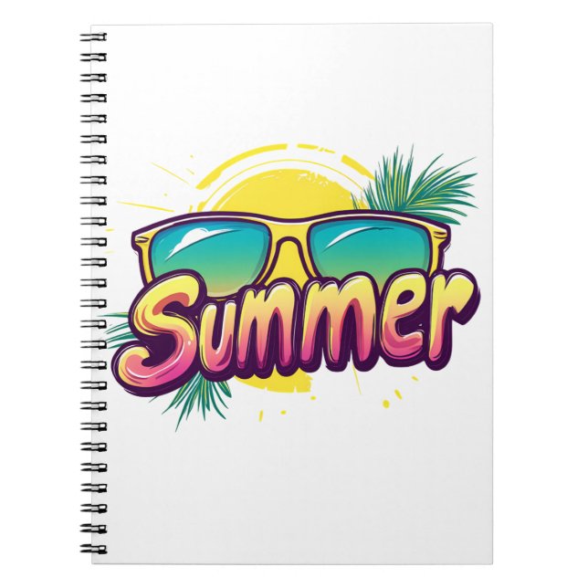 Summer Text - Colorful Summer Sunglasses Notebook (Front)