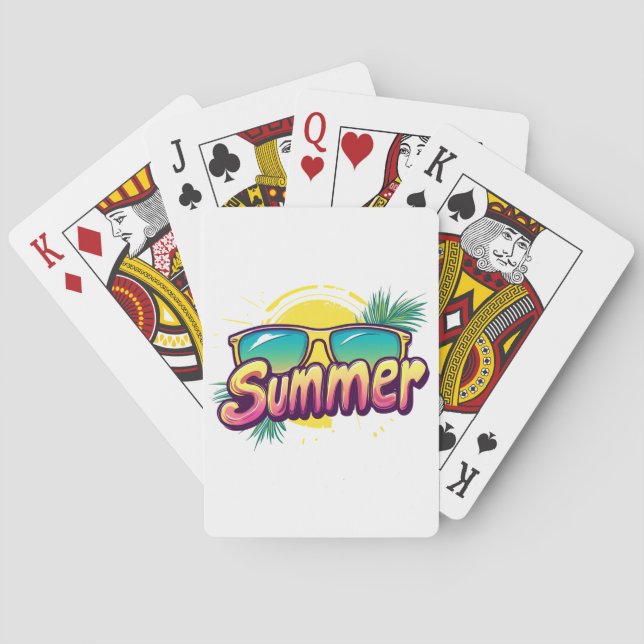 Summer Text - Colorful Summer Sunglasses Playing Cards (Back)