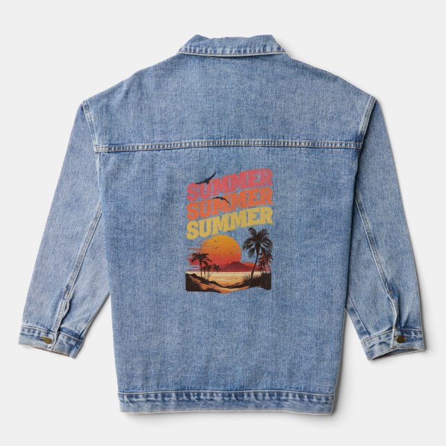 Summer text design  denim jacket (Back)