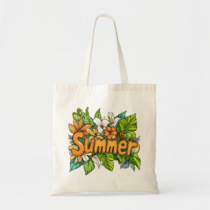 Summer Text - Summer Floral Design Tote Bag