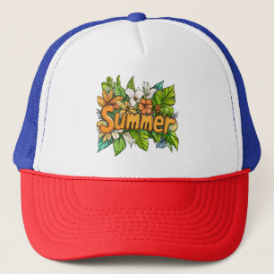 Summer Text - Summer Floral Design Trucker Hat