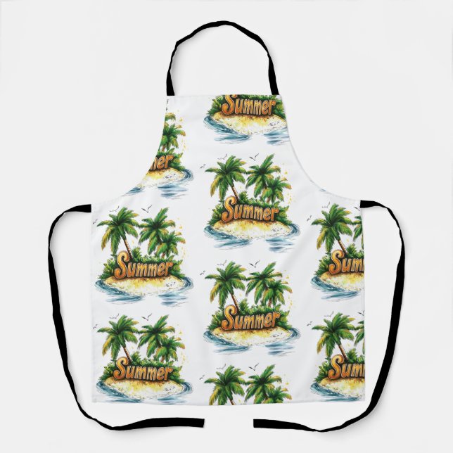 Summer Text - Tropical Summer Island Apron (Front)