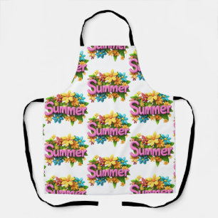 Summer Text with Flowers Apron