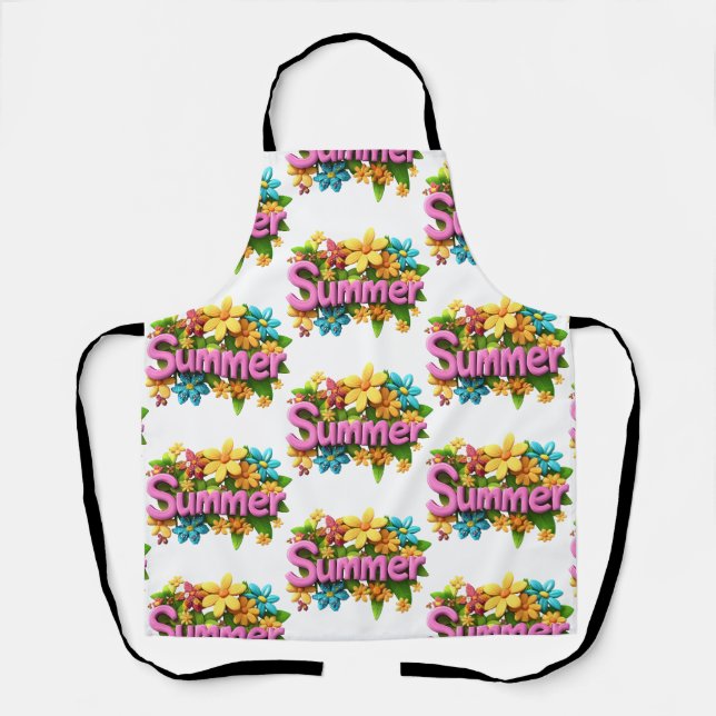 Summer Text with Flowers Apron (Front)