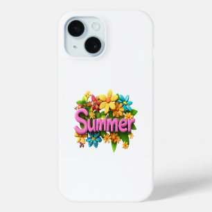 Summer Text with Flowers iPhone 15 Case