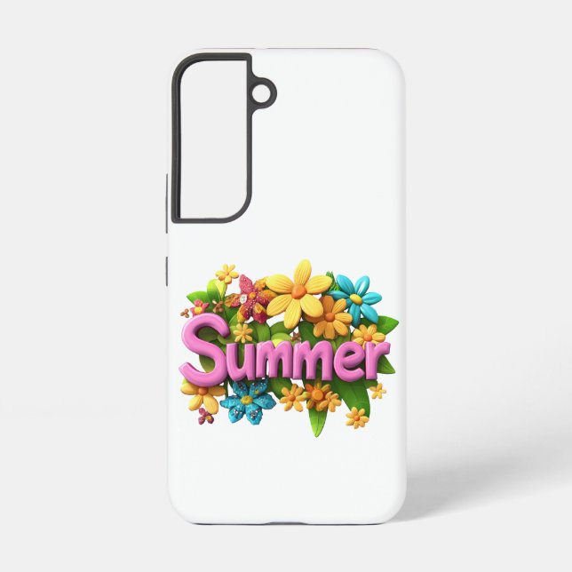 Summer Text with Flowers Samsung Galaxy S22 Case (Back)