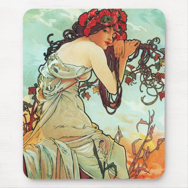 Summer, The Seasons, Mucha Mouse Mat (Front)