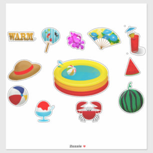 Summer theme collage pool ball ice cream cute kids