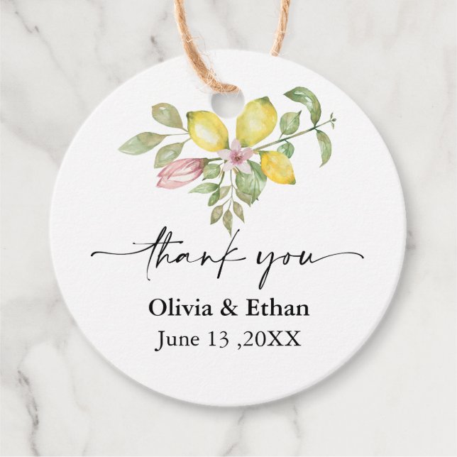 Summer Theme Lemon Wedding  Favour Tags (Front)