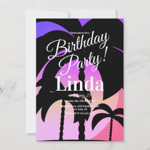 Summer Themed Palm Tree Colourful  Invitation